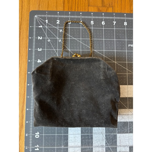 Unbranded Handbags - Vintage Black Velvet Evening Bag Gold Chain Kiss Lock Clutch Formal Handbag
